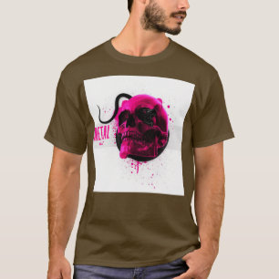 Rosa Schädel mit Schlange T-Shirt
