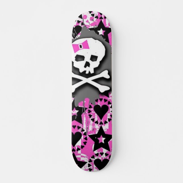 Rosa Schädel-Skateboard Skateboard (Vorne)