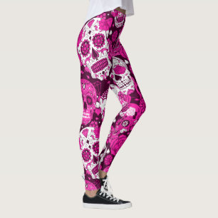 Rosa Schädelmuster Leggings