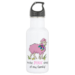 Rosa Schafe der Familie Edelstahlflasche