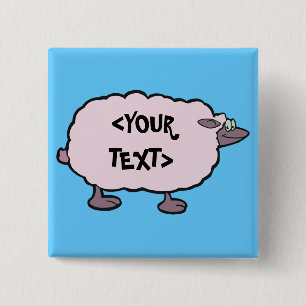 Rosa Schafe,<YOUR TEXT> Button