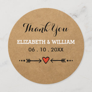 Rosa Schatze u. Pfeil-rustikale Hochzeit danken Dankeskarte