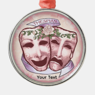Rosa Schauspielermasken Ornament Aus Metall