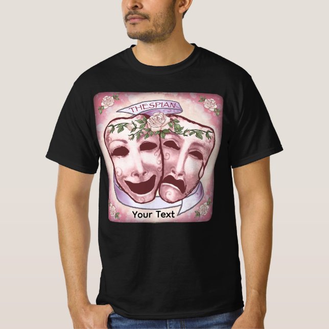 Rosa Schauspielermasken T-Shirt (Vorderseite)