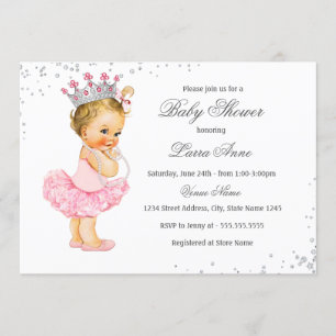 Rosa Schein-Prinzessin Babyparty Einladung
