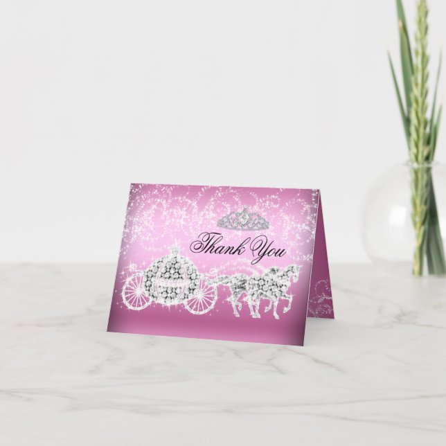 Rosa Schein-Prinzessin Theme Thank You Card Dankeskarte (Vorderseite)