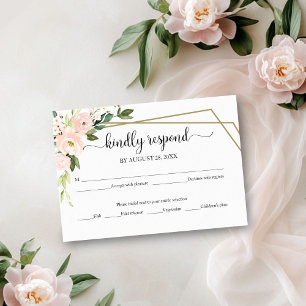 Rosa Schimmer Blumen Geometrische Hochzeits-RSVP-K RSVP Karte