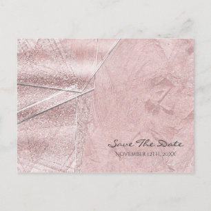 Rosa Schimmer Kristallglas Glam Save-the-Date Ankündigungspostkarte