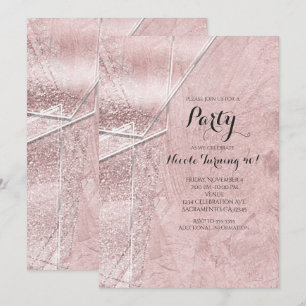 Rosa Schimmer-Kristallglas-Glamour-Party-Einladung Einladung