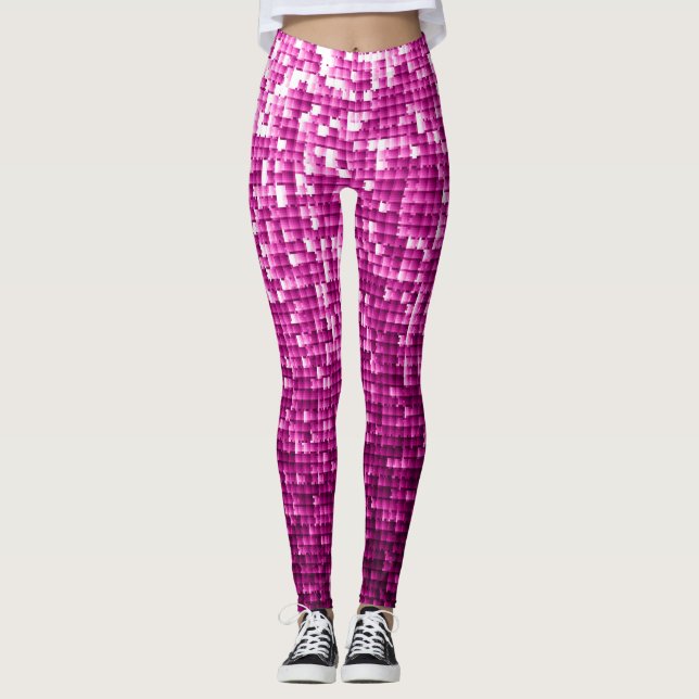 Rosa Schimmer, Silber, schwarze Sequenzen Leggings (Vorderseite)