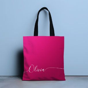 Rosa Schimmer Weiß Elegante Kalligrafie-Schrift Na Tasche