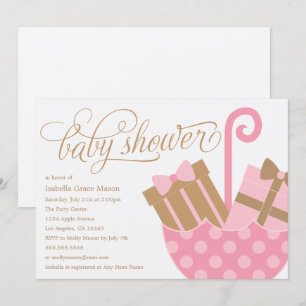 Rosa Schirm Baby Shower Einladung