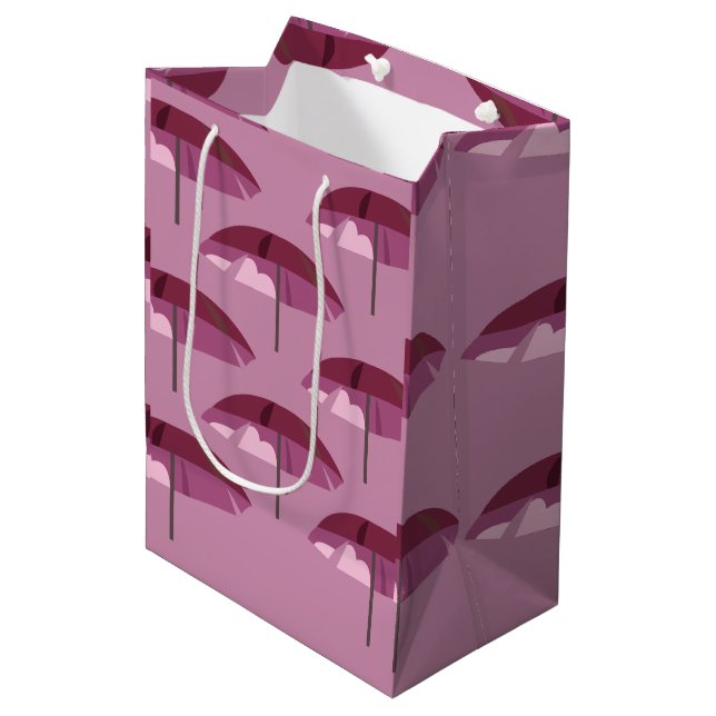Rosa Schirm Mittlere Geschenktüte (Vorderseite Schrägansicht)