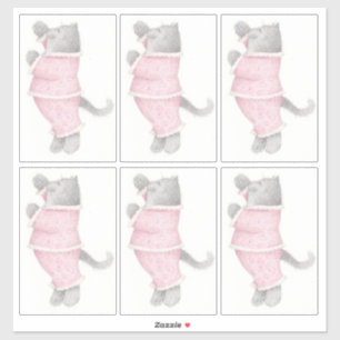 ROSA SCHLAFANZUG KATZE 14"X14" Vinyl Aufkleber