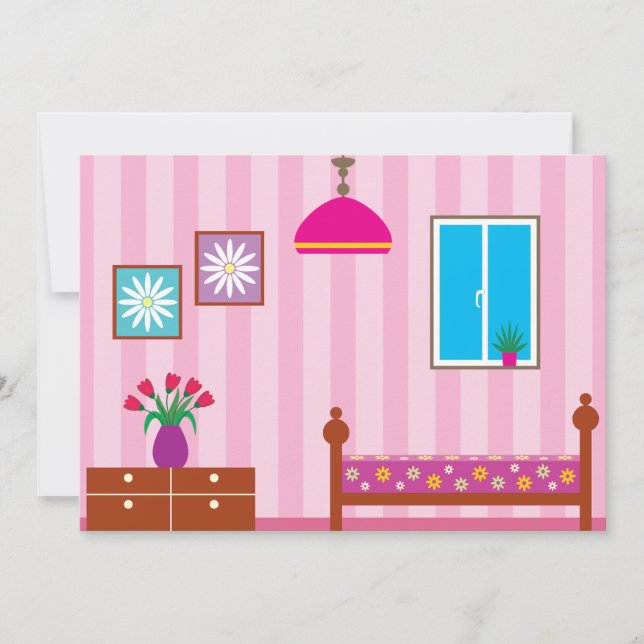 Rosa Schlafzimmer Einladungen (Vorderseite)