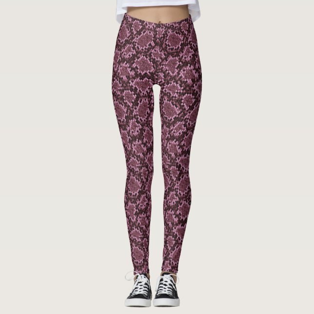 Rosa Schlange drucken Leggings (Vorderseite)