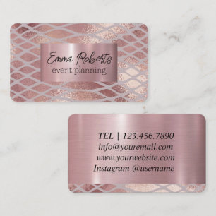 Rosa Schlange Skin Marmor Klassisches Schleudern Visitenkarte