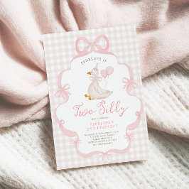 Rosa Schleife Alberne Gans Ballon Mädchen 2. Gebur Einladung