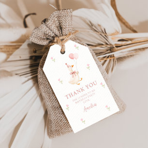 Rosa Schleife Alberne Gans Ballons Floral 1. Gebur Geschenkanhänger