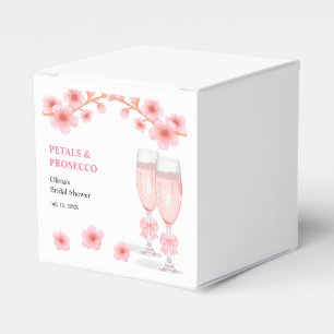 Rosa Schleife Blumenblüten und Prosecco Brautparty Geschenkschachtel