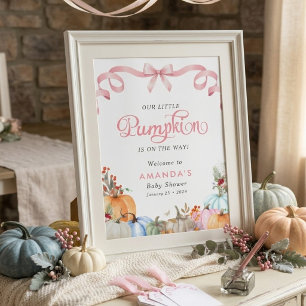 Rosa Schleife Coquette A Little Pumpkin Babyparty Poster