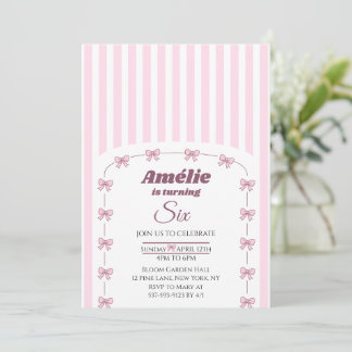 Rosa Schleife Coquette Ästhetik Mädchen 6. Geburts Einladung