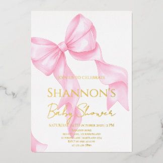 Rosa Schleife Coquette Babyparty Folieneinladung