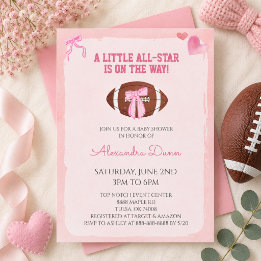 Rosa Schleife Coquette Fußball Baby Shower Einladung