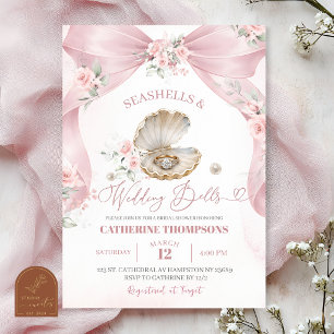 Rosa Schleife Coquette Muschel-Hochzeitsdusche-Ein Einladung