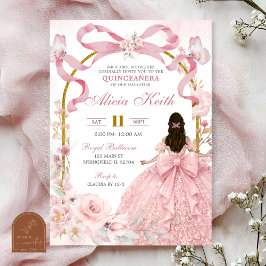 Rosa Schleife Coquette Schmetterling Quinceanera E Einladung