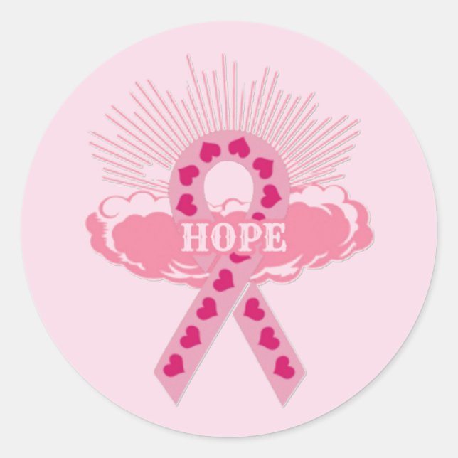Rosa Schleife der Hope Round Stickers (Vorderseite)