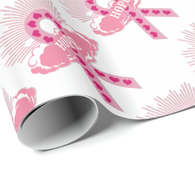 Rosa Schleife des hoffnungslosen weißen Schleifpap Geschenkpapier (Rolleneckpunkt)