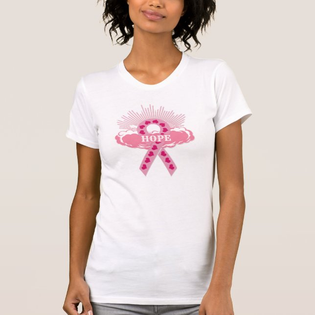 Rosa Schleife des hoffnungsvollen T - Shirt (Vorderseite)