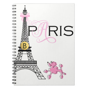 Rosa Schleife Eiffelturm Paris Frankreich Pudel Ch Notizblock