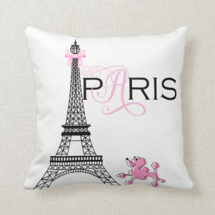 Rosa Schleife Eiffelturm Paris Frankreich Pudel Ma Kissen