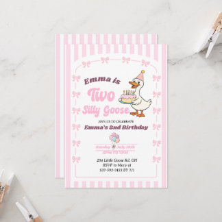 Rosa Schleife Eine Alberne Gans Mädchen 2. Geburts Einladung