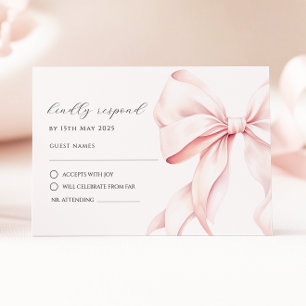 Rosa Schleife Elegant  RSVP-Antwortkarte RSVP Karte