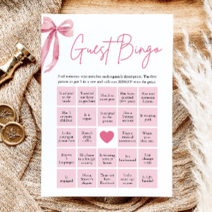 Rosa Schleife Finde den Gast Bingo Brautparty-Spie Einladung