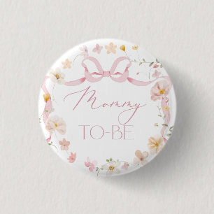 Rosa Schleife floral Wildblume werdende Mommy Button