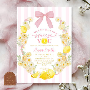 Rosa Schleife Florale Zitrone Baby Shower Einladun Einladung