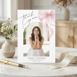 Rosa Schleife Foto Abschluss Danke Karte