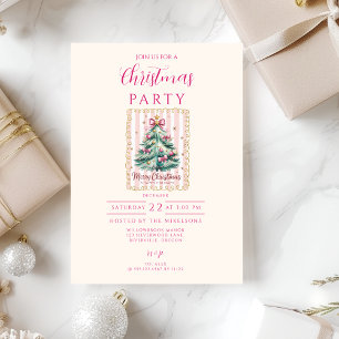 Rosa Schleife Frohe Weihnachten Einladung