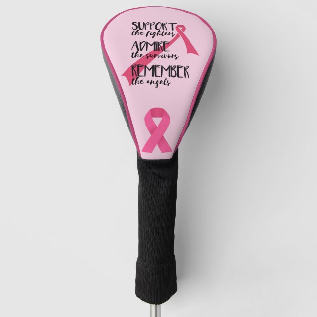 Rosa Schleife für das Thema "Krebsbewusstsein"  Golf Headcover (Vorderseite)