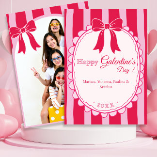 Rosa Schleife Galentine’s Day mit benutzerdefinier Feiertagskarte