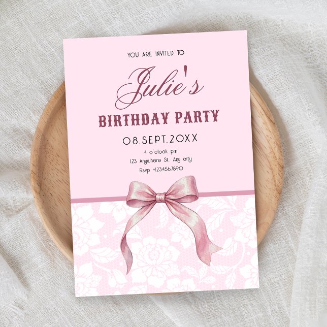 Rosa Schleife Geburtstag Einladung (Von Creator hochgeladen)