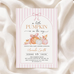 Rosa Schleife Kleiner Kürbis Baby Shower Einladung