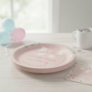 Rosa Schleife Kokette Kleine Prinzessin Baby Mädch Pappteller