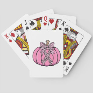 Rosa Schleife Kürbiskopf Halloween Brustkrebs Spielkarten