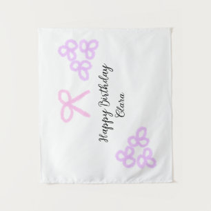 Rosa Schleife lila floral pastell frohes Geburtsta Wandteppich