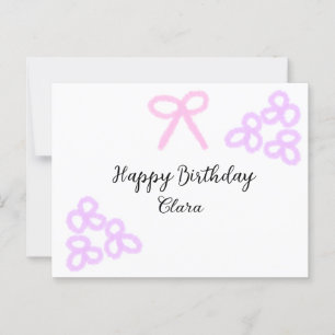 Rosa Schleife lila floral pastell happy birthday  Postkarte